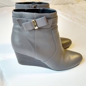 Cole Haan Elsie Gray Bow Wedge Booties
